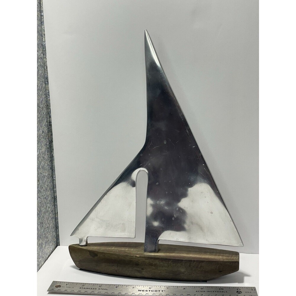 SailBoat Decorative Wooden With Aluminum Ocean Sea Water Home Nautical Decor
